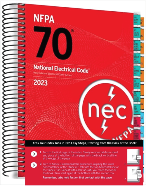 NFPA 70, National Electrical Code, 2023 Edition, Spiralbound Spiral-Bound with Tab